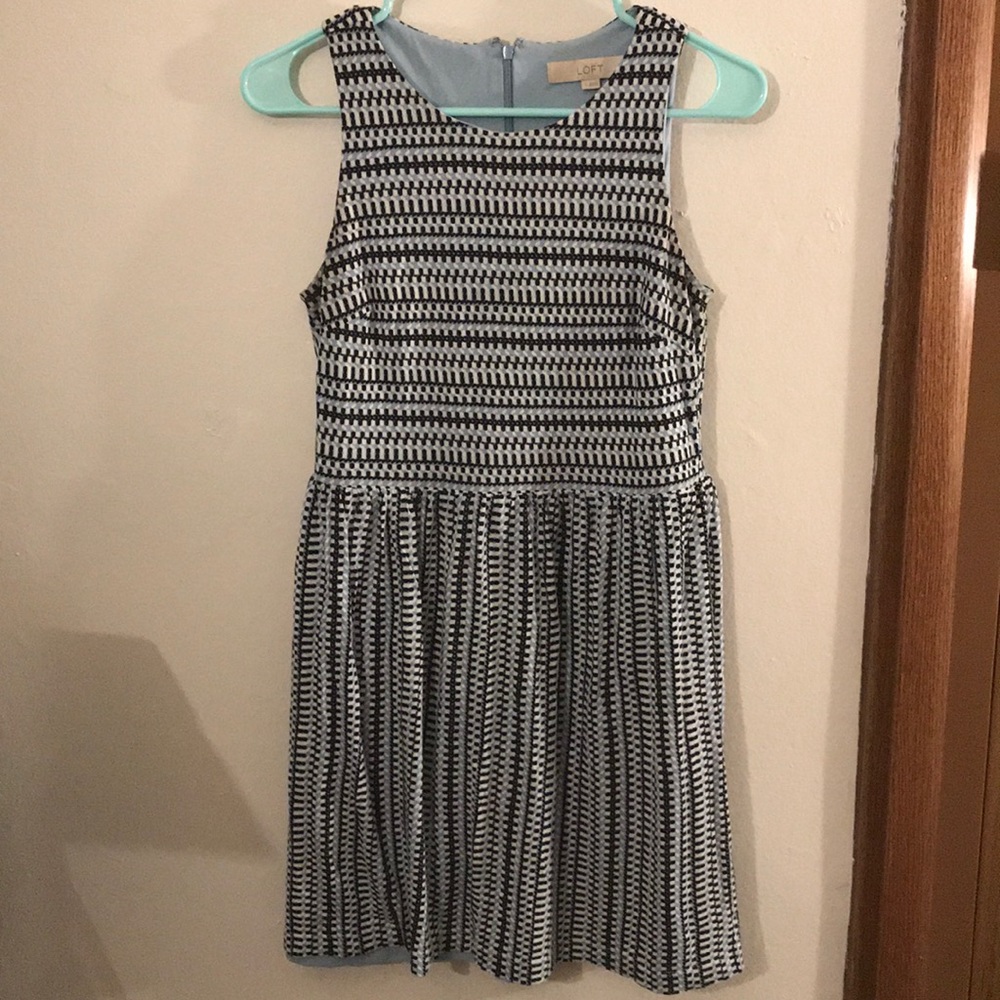 Ann Taylor Loft | Blue Geometric Pattern Dress